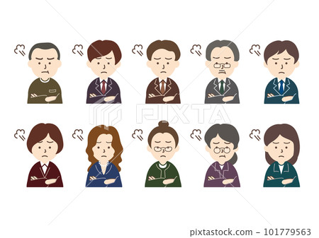 Icon set of men and women wearing suits_Angry face Icon set of men and women wearing suits_Angry face 101779563