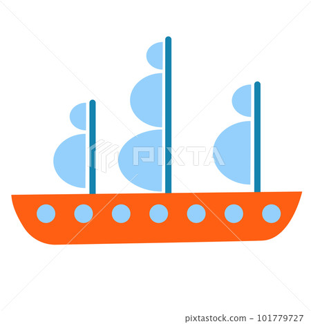 Adorable Children's Style Boat Illustration - Perfect for Your Creative Projects Adorable Children's Style Boat Illustration - Perfect for Your Creative Projects 101779727