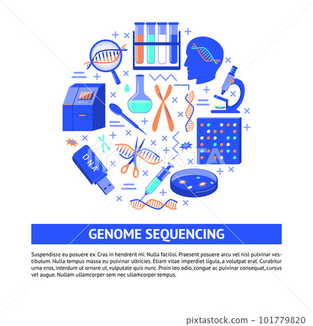 Genome sequencing round concept in flat style 101779820