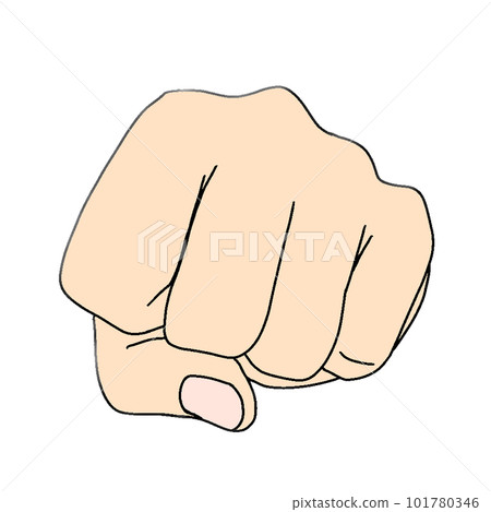 用拳頭打的姿勢。剪刀石頭布。 101780346