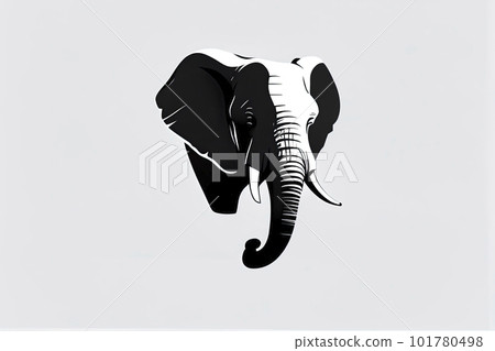 minimalistic logo of elephant head profile on white background 101780498