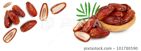 Dates isolated on white background . Top view. Flat lay Dates isolated on white background . Top view. Flat lay 101780590