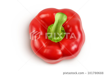 red sweet bell pepper isolated on white background. Top view. Flat lay 101780688
