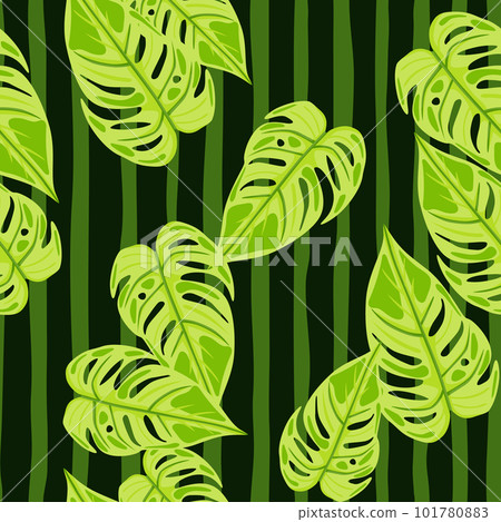 Jungle leaf seamless wallpaper. Decorative tropical palm leaves seamless pattern. Exotic botanical texture. Floral background. Jungle leaf seamless wallpaper. Decorative tropical palm leaves seamless pattern. Exotic botanical texture. Floral background. 101780883