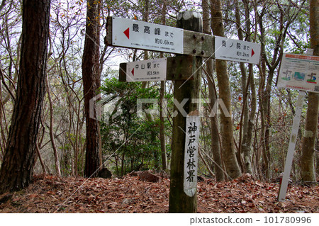 Nakayama Traversing Nakayama Station (Nakayama Kannon Station), the destination display board showing the distance and direction between the highest peak and Okunoin Temple Nakayama Traversing Nakayama Station (Nakayama Kannon Station), the destination display board showing the distance and direction between the highest peak and Okunoin Temple 101780996