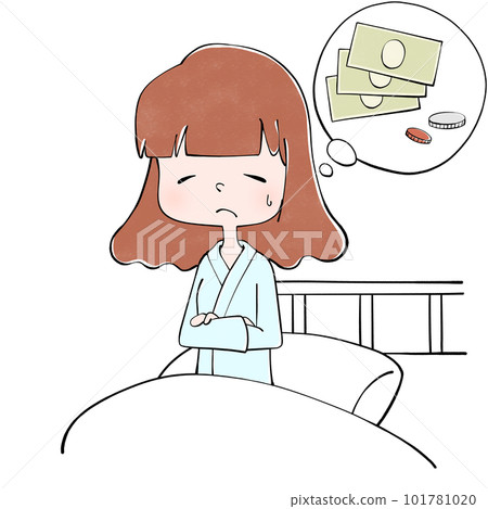 住院 錢的煩惱 一個女人的插圖 101781020