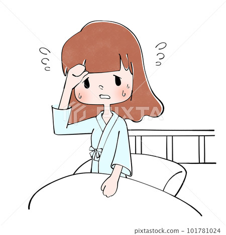 Hospitalized hot illustration of a woman Hospitalized hot illustration of a woman 101781024