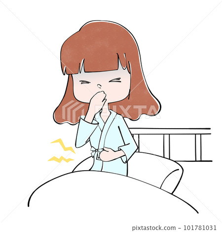 住院噁心和腹痛一名婦女的例證 住院噁心和腹痛一名婦女的例證 101781031