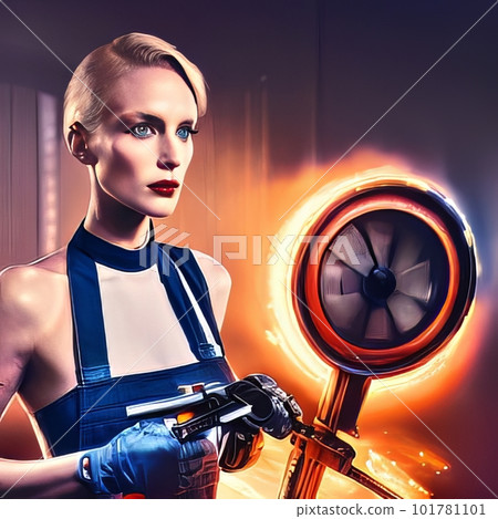 Pretty young female worker. AI generated 101781101