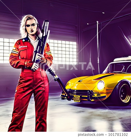 Portrait of a Professional Female Car Mechanic 101781102