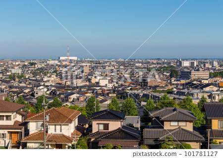 View of Kanazawa, Japan, looking West towards the Japan Sea. View of Kanazawa, Japan, looking West towards the Japan Sea. 101781127