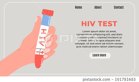 Horizontal modern banner for World AIDS Day. Hand hold HIV blood test. Flat vector isolated illustration in trendy colors Horizontal modern banner for World AIDS Day. Hand hold HIV blood test. Flat vector isolated illustration in trendy colors 101781683