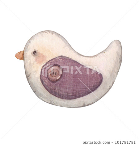 Decorative birds made of fabric. Watercolor illustration of decorations for children, bouquets. Collection Provencal bouquet. The illustration is suitable for design, invitations, weddings, holidays. 101781781