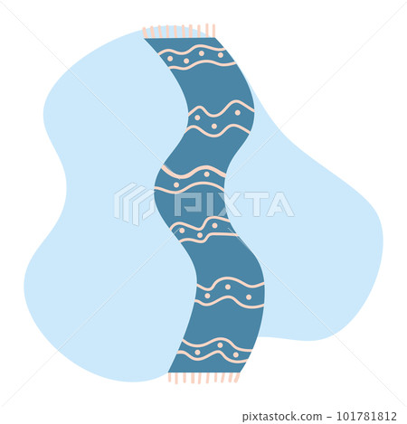 Beautiful scarf design, illustration shawl in blue color.Vector illustration, isolated on a white. 101781812