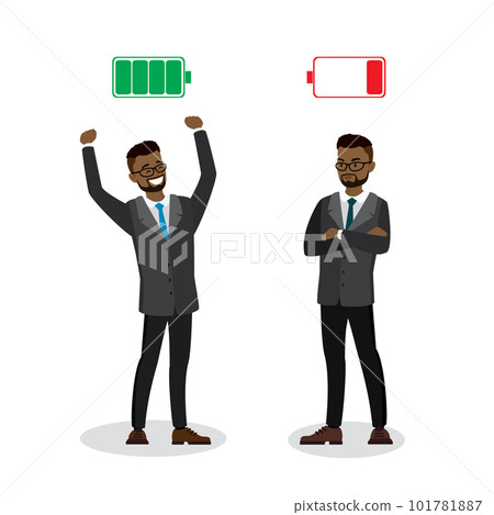 Strong and tired businessmen,Green Charged and red discharged ba Strong and tired businessmen,Green Charged and red discharged ba 101781887