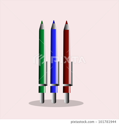 Vector isoleted pen illustration in red, blue and green color 101781944
