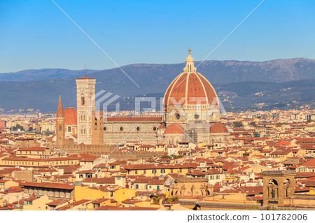 Florence Cathedral, formally the Cathedral of Saint Mary of the Flower as seen from Michelangelo Hill in Florence, Italy 101782006