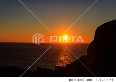View of the Atlantic Ocean from Cabo da Roca at sunset. Cabo da Roca or Cape Roca is westernmost cape of mainland Portugal, continental Europe and the Eurasian land mass View of the Atlantic Ocean from Cabo da Roca at sunset. Cabo da Roca or Cape Roca is westernmost cape of mainland Portugal, continental Europe and the Eurasian land mass 101782061
