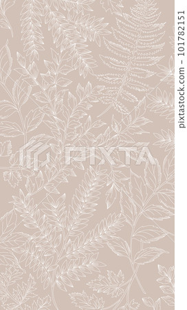 White lines pattern of leaves pattern style on green background, flat line vector and illustration. 101782151