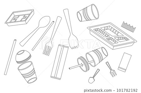Set illustration of plastic trash Set illustration of plastic trash 101782192
