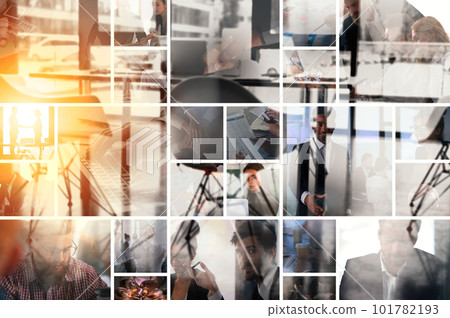 Collage of business images with double exposure effects 101782193