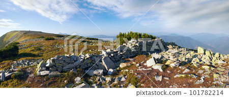 Mountain stony panorama (Gorgany region of Carpathian mountains, Ukraine). 101782214