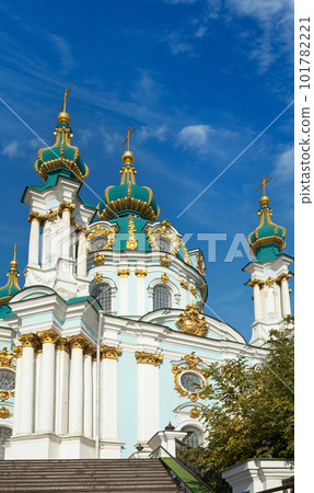 Kyiv "Saint Andrew's Church" building. Kiev-City centre, Ukraine. Building of  XVIII century, sculptor - Francesco Bartolomeo Rastrelli 101782221