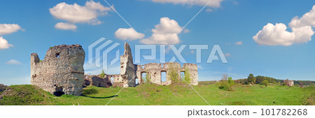Spring view of Sydoriv Castle ruins (built in 1640s). Sydoriv village, located 7 km south of Husiatyn, Ternopil region, Ukraine. Spring view of Sydoriv Castle ruins (built in 1640s). Sydoriv village, located 7 km south of Husiatyn, Ternopil region, Ukraine. 101782268