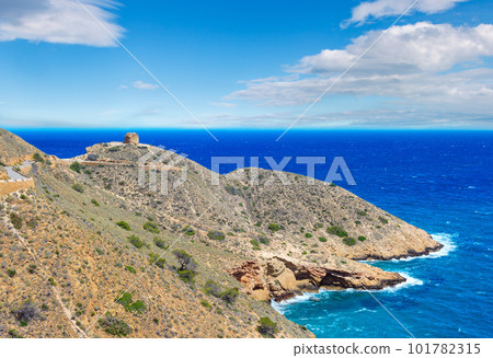 Summer Mediterranean sea coast landscape near Benidorm city (Costa Blanca, Alicante, Spain). 101782315