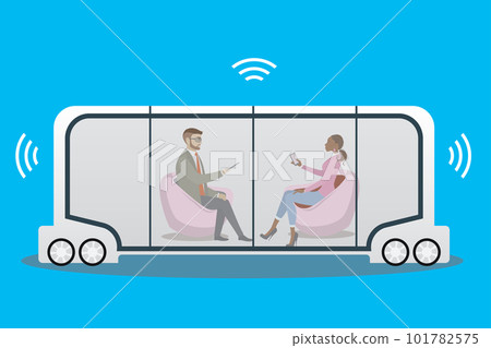 autonomous car or bus and internet of things iot concept self-dr 101782575