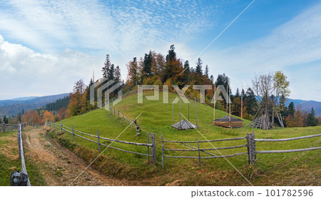 Autumn in mountain farmstead (Jaremche-Town outskirts, Ivano-Frankivsk Region, Ukraine). Autumn in mountain farmstead (Jaremche-Town outskirts, Ivano-Frankivsk Region, Ukraine). 101782596