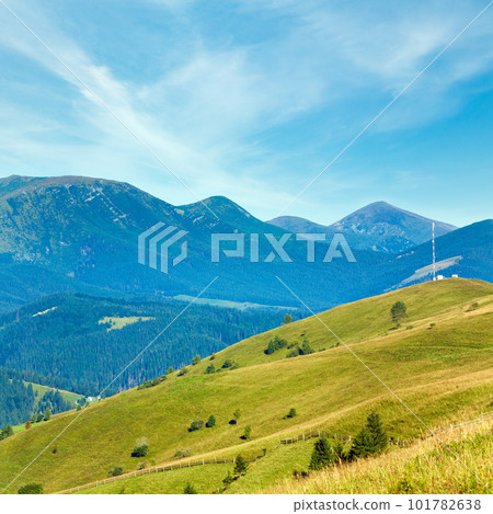 Summer mountain view with communication tower Summer mountain view with communication tower 101782638