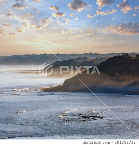 Morning ocean view from shore (Bay of Biscay). Morning ocean view from shore (Bay of Biscay). 101782732