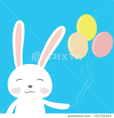 Cute cartoon bunny with balloons 101782826