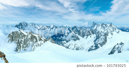 Mont Blanc mountain massif (view from Aiguille du Midi Mount, France ) Mont Blanc mountain massif (view from Aiguille du Midi Mount, France ) 101783025