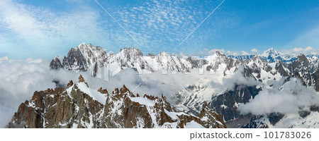 Mont Blanc mountain massif view from Aiguille du Midi Mount 101783026