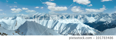 Silvretta Alps winter view (Austria). Panorama. 101783486