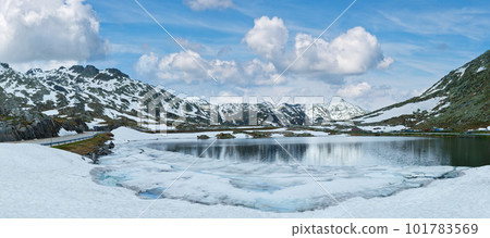 Spring Alps mountain lake panorama  (Switzerland) 101783569