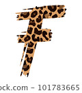 F letter leopard print uppercase F letter on white background vector 101783665