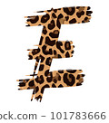 E letter leopard print uppercase E letter on white background VECTOR 101783666