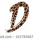 D letter leopard print uppercase D letter on white background vector 101783667
