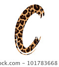 C letter leopard print uppercase C letter on white background vector 101783668