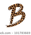 B letter leopard print uppercase B letter on white background vector 101783669