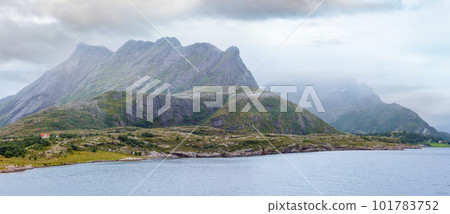 Ranfjorden summer cloudy panorama (Norway) 101783752