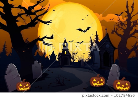Halloween party border. Generative ai. 101784656