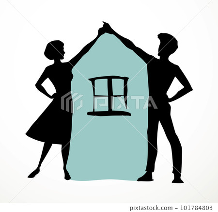 House in the form of a family. Vector drawing 101784803