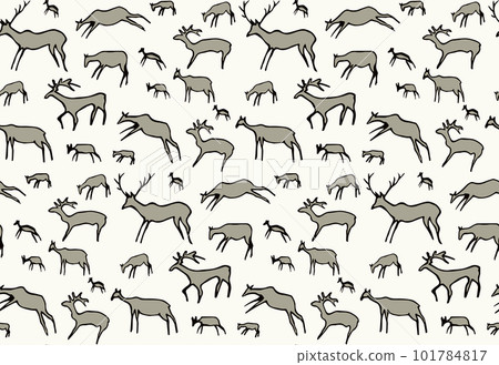 Primitive rock painting. Vector drawing 101784817