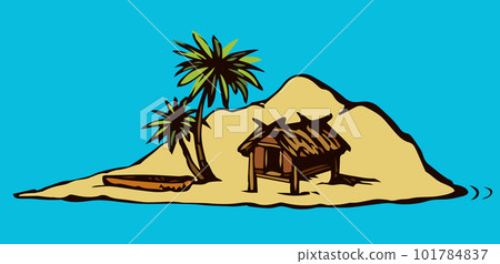 Hut on the island. Vector drawing Hut on the island. Vector drawing 101784837