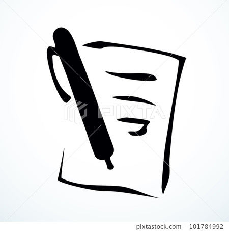 Sheet of paper with pen. Vector drawing Sheet of paper with pen. Vector drawing 101784992