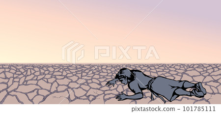An exhausted person lies on the ground. Vector drawing An exhausted person lies on the ground. Vector drawing 101785111